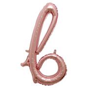 Air-Filled Rose Gold Lowercase Cursive Letter (b) Foil Balloon, 11in x 21in